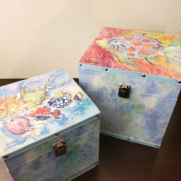 Decorative Fish Art Keepsake Boxes Set of 2. - Picture 2 of 7